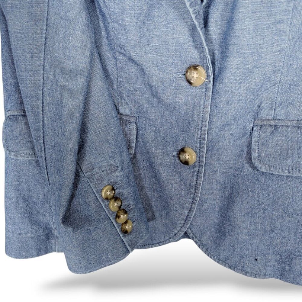 LL Bean Women's Blazer XS 2 Buttons Chambray Jacket Preppy Career Office - Picture 3 of 5